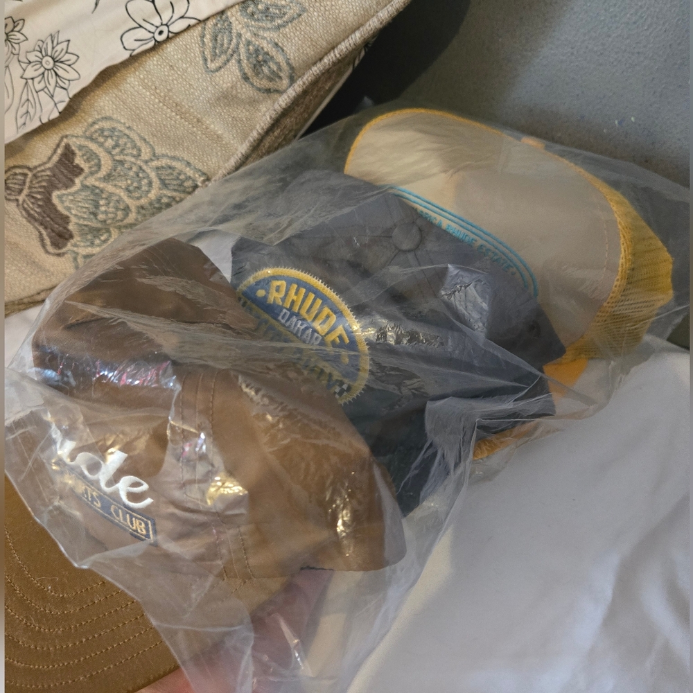 Rhude Trucker Hat Collection in Brown, Blue, and Yellow Buy 3 Brand New For $399